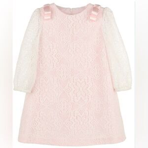 New Luli and Me pink  White DAINTY LACE DRESS -  Satin Ribbons